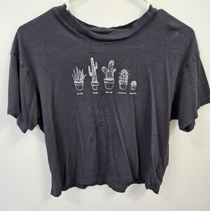 American Eagle Womens Graphic Tee Shirt Small Dark Gray